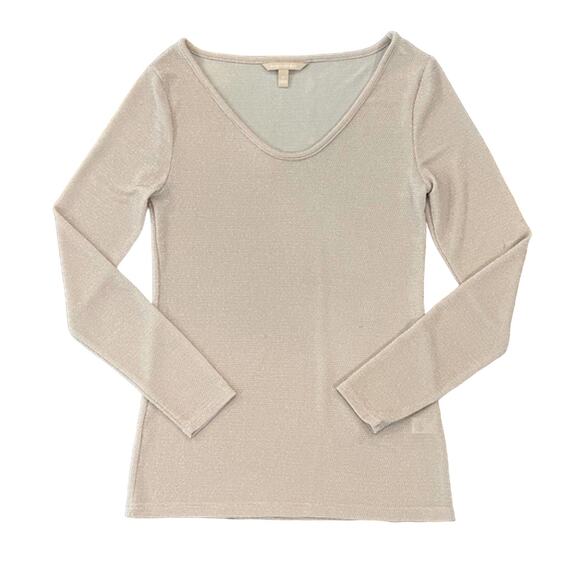 Banana Republic Metallic Gold Shimmer Long Sleeve Top - SIZE SMALL - Picture 1 of 9